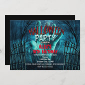 ゾンビハロウィン幽霊のよく出るの衣装パーティの招待状 招待状 (正面/裏面)