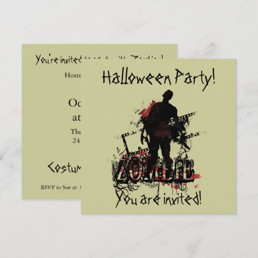 ゾンビハロウィン 招待状 (正面/裏面)