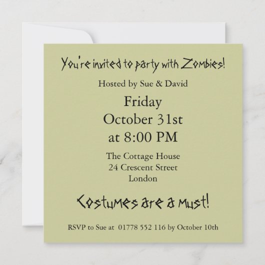ゾンビハロウィン 招待状 (裏面)