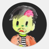 ゾンビハロウィーン子供の誕生日パーティーステッカー ラウンドシール (正面)