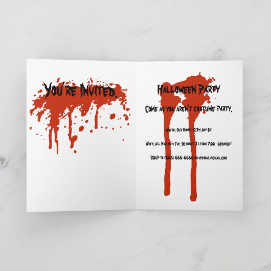 ゾンビハローウィンパーティ招待状付き血文字 招待状 (内部)