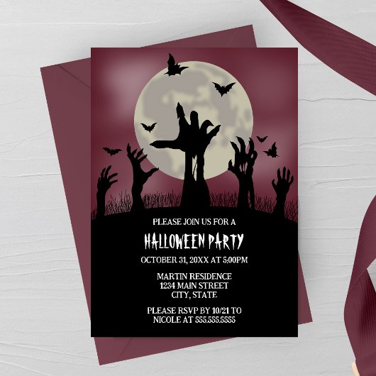 ゾンビハンズハローウィンパーティ招待状 招待状