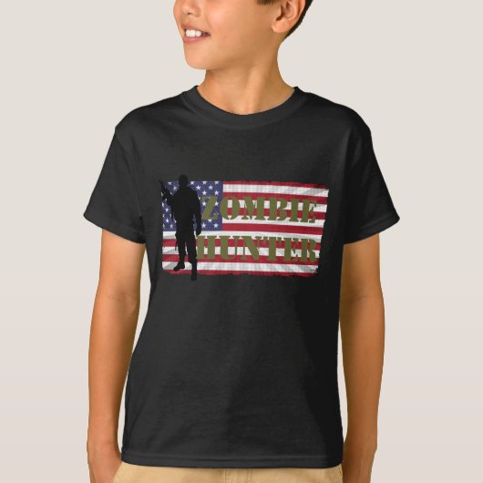 ゾンビハンターアメリカ国旗 Tシャツ (正面)