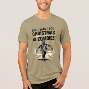 ゾンビハンタークリスマスウィッシュゾンビのためのクリスマス トライブレンドTシャツ