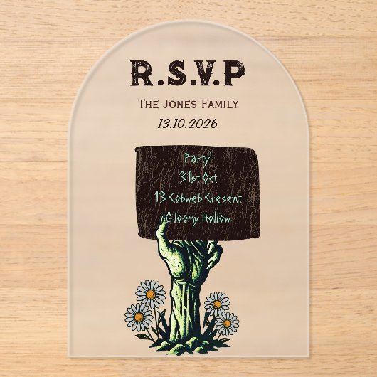 ゾンビハンドゴシックハロウィーン アクリル招待状 (正面)