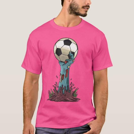 ゾンビハンドサッカーユーモアホラーおそろしいハロウィンC Tシャツ (正面)