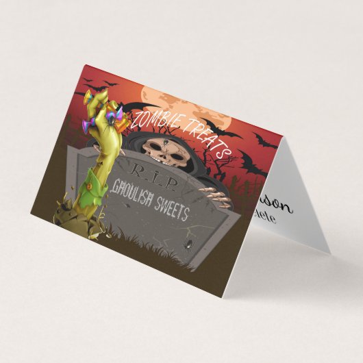 ゾンビハンドメイドハロウィンテント折り名刺 名刺 (正面)