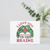 ゾンビバレンタインデーおもしろいがあなたを脳に愛する ポストカード (スタンド正面)
