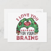 ゾンビバレンタインデーおもしろいがあなたを脳に愛する ポストカード (正面/裏面)