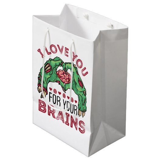 ゾンビバレンタインデーおもしろいがあなたを脳に愛する ミディアムペーパーバッグ (正面アングル)