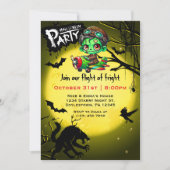 ゾンビパイロットが飛行機を飛ばすハロウィンパーティー 招待状 (正面)