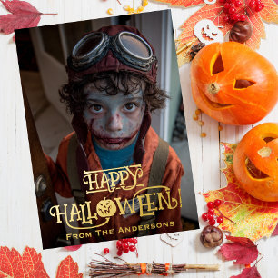 ゾンビパイロットのおもしろハロウィン写真 箔シーズンカード