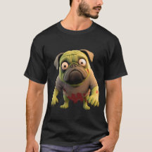 ゾンビパグ3D飛び出しハロウィンTシャツ