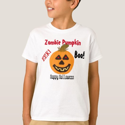 ゾンビパンプキンハロウィーンブー Tシャツ (正面)