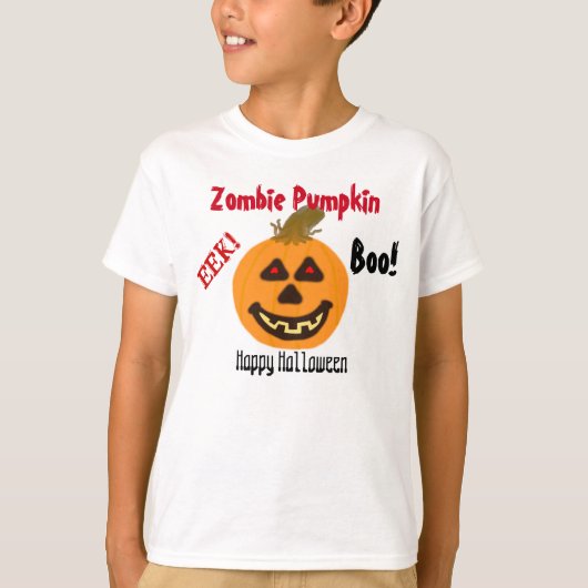 ゾンビパンプキンハロウィーン ブー Tシャツ (正面)