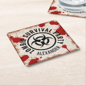 ゾンビパーティー錆びた スクエアペーパーコースター (アングル)