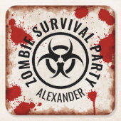ゾンビパーティー錆びた スクエアペーパーコースター (正面)