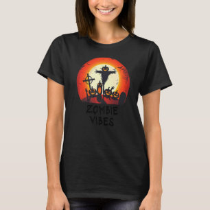 ゾンビビビビーブムーンライト墓地ホラー子供たち男の子Adu Tシャツ