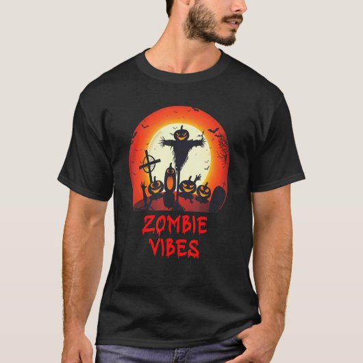 ゾンビビビビーブムーンライト墓地怖い子供たち少年A Tシャツ (正面)