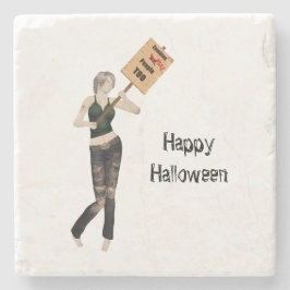 ゾンビピンアップガール抗議Iストーンコースター ストーンコースター