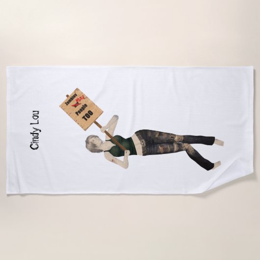 ゾンビピンアップガール抗議Iビーチタオル ビーチタオル (正面)