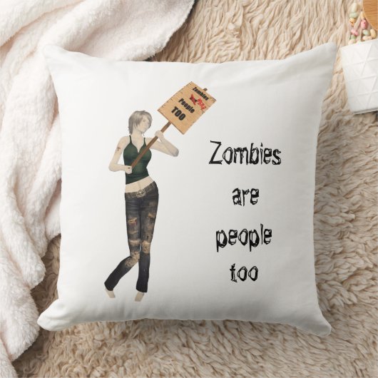 ゾンビピンアップガール抗議I装飾用クッション クッション (ブランケット)