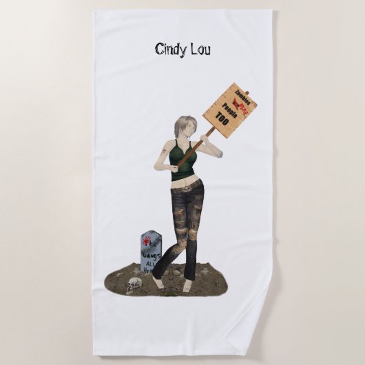 ゾンビピンアップガール抗議IIビーチタオル ビーチタオル (正面)