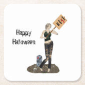 ゾンビピンアップガール抗議II紙コースター スクエアペーパーコースター (正面)