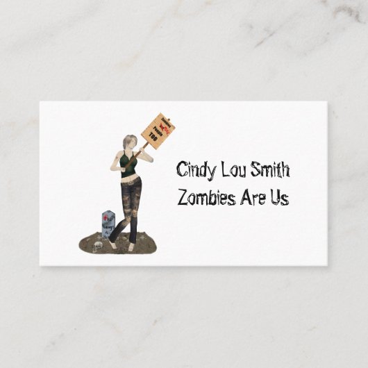 ゾンビピンアップガール抗議II連絡カード 名刺 (正面)