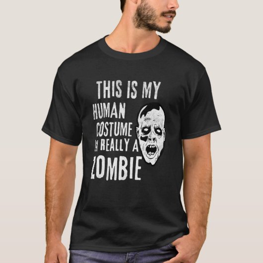 ゾンビフェイス ルーズなハロウィンコスチューム Tシャツ (正面)