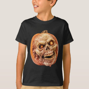 ゾンビホラーインスパイアパンプキン面白いハロウィーン Tシャツ