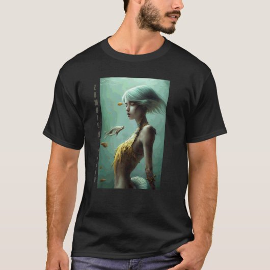 ゾンビマーメイド1 不死ホラー ゴシック ダークファンタジー Tシャツ (正面)