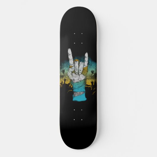 ゾンビミュージックロックコンサートホーンのサイン スケートボード (正面)