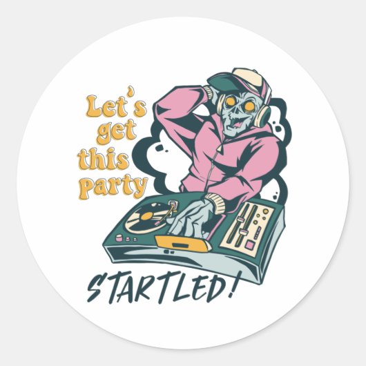 ゾンビミュージックDJレトロハローウィンパーティ ラウンドシール (正面)