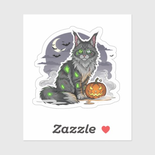 ゾンビメーンクーン不気味ハロウィーンキャット シール (シート)