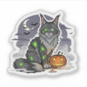 ゾンビメーンクーン不気味ハロウィーンキャット シール (正面)
