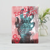 ゾンビモダンハンズ血ハロウィーン誕生日 招待状 (スタンド正面)