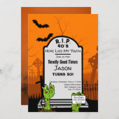 ゾンビモダンホラーをテーマにした50thバースデーパーティー 招待状 (正面/裏面)