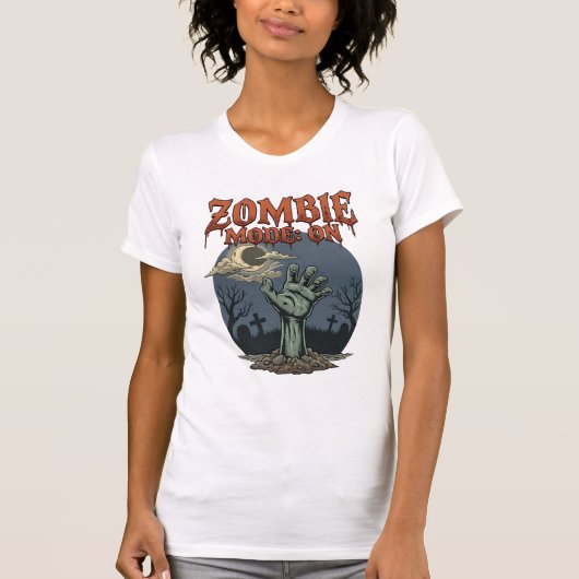 ゾンビモード ハロウィン 手 月 墓場_1 Tシャツ (正面)