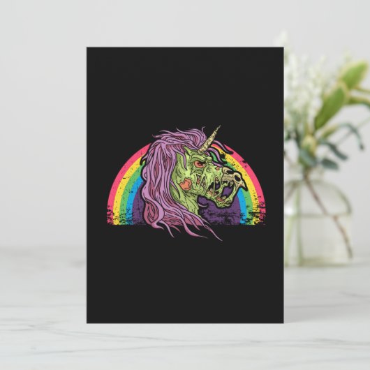 ゾンビユニコーンハロウィンレインボーギフトアイディア 招待状 (スタンド正面)