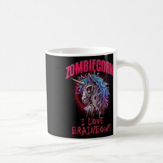 ゾンビユニコーンI Love BrainbowsパンクゴシックゴシックH コーヒーマグカップ (右)