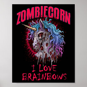 ゾンビユニコーンI Love BrainbowsパンクゴシックゴシックH ポスター