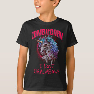 ゾンビユニコーンI Love BrainbowsパンクゴシックゴシックH Tシャツ
