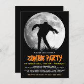 ゾンビライズアポカリプスパーティーフルムーンハロウィーン 招待状 (正面/裏面)