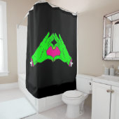 ゾンビラブハートハンズハロウィンバレンタイン シャワーカーテン (インサイチュ)