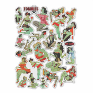 ゾンビレトロ女性 シール