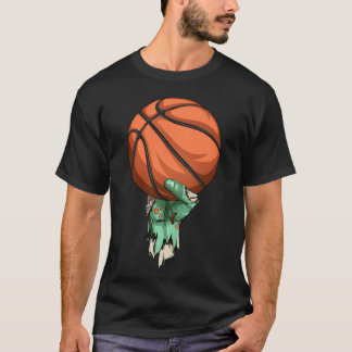 ゾンビロックの手にバスケットボールを持つハロウィンフリー Tシャツ
