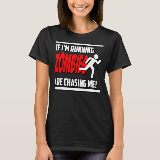 ゾンビーチェイス私ホラーおたくギークグラフィック Tシャツ (正面)