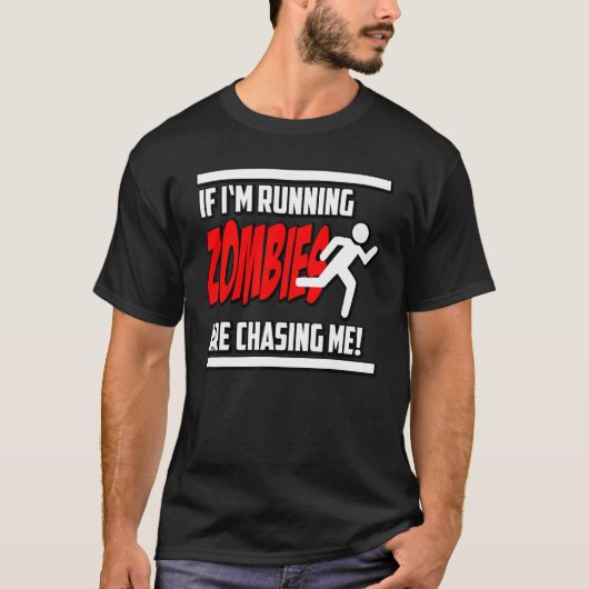 ゾンビーチェイス私ホラーおたくギークグラフィック Tシャツ (正面)