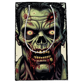 ゾンビ不気味とスパイダーウェブハロウィーン ミディアムペーパーバッグ